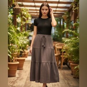 Laura Scott Brown Midi Skirt